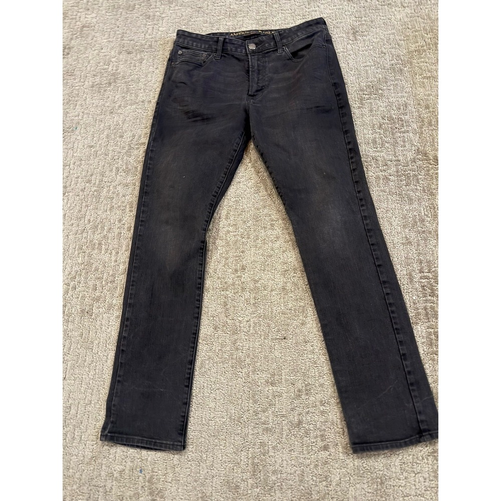 American Eagle Men Pant Black Jean Denim 33x32 360 Extreme Flex (T)